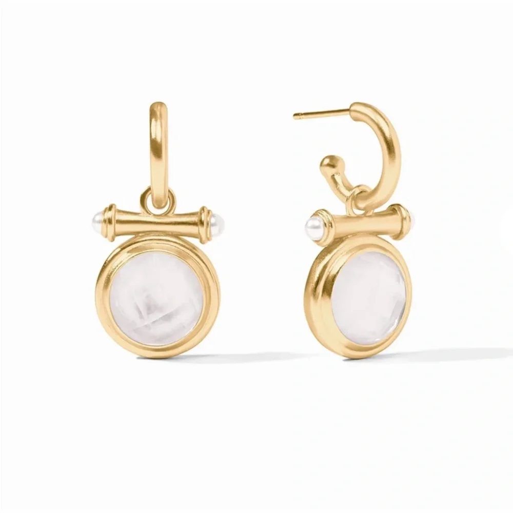 Julie Vos • Bamboo Hoop & Charm Earrings | Clear Iridescent ⭐️⭐️⭐️⭐️⭐️